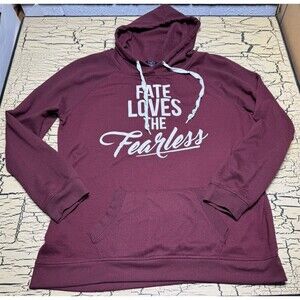 Rue 21 Fate Love the Fearless Maroon Hoodie Sweatshirt Size XL Unisex Women’s